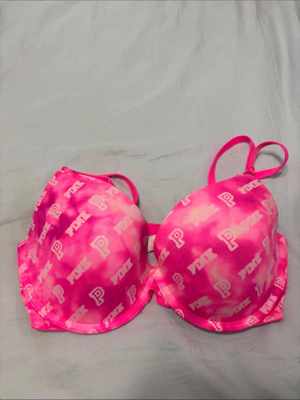 PINK Victoria's Secret Hot Pink Logo Push-Up Bra